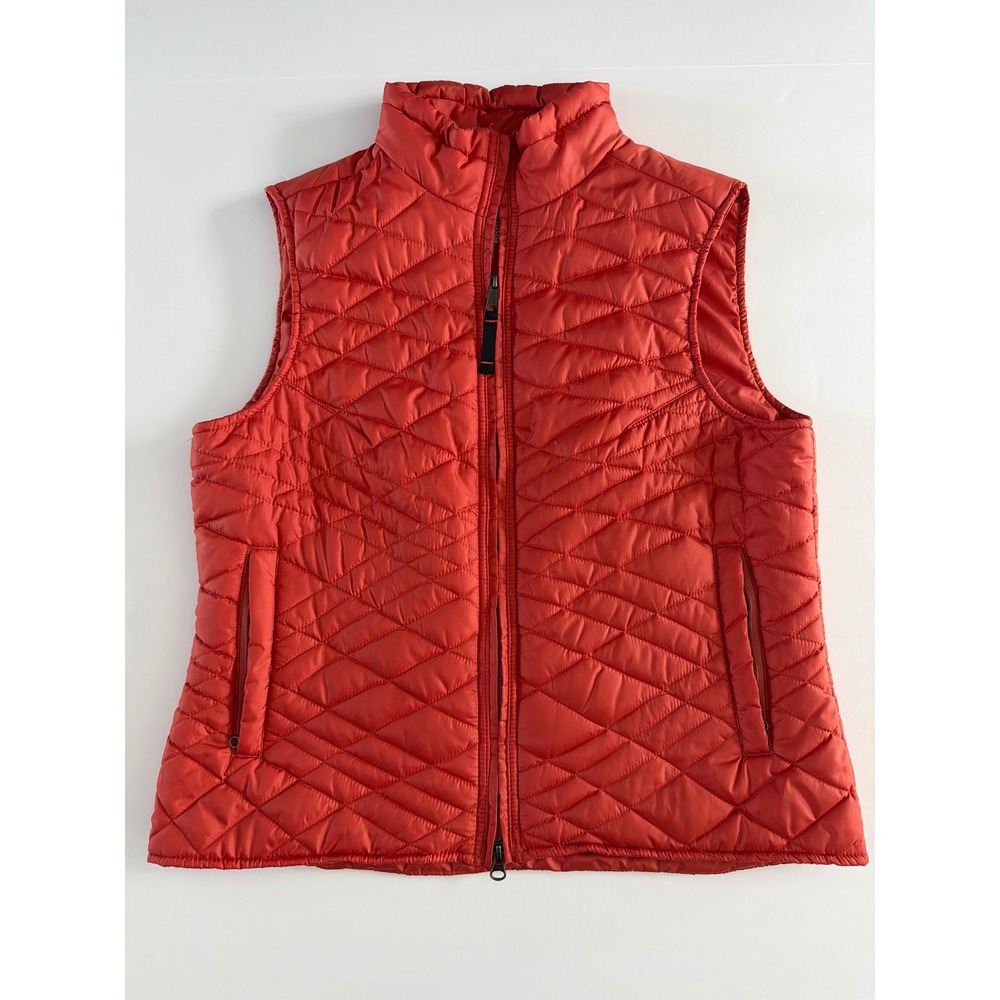 Royal Robbins Mens Diamond Quilted Puffer Vest Orange Red Full Zip Medium